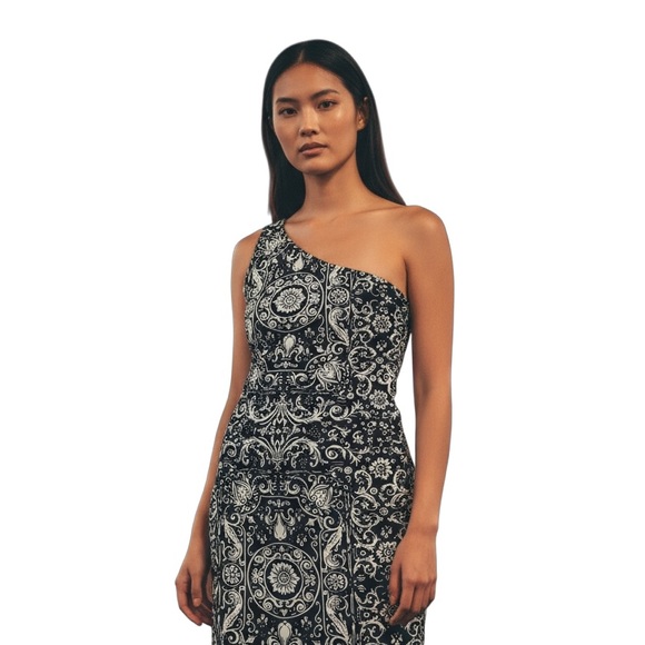 Vintage MOSCHINO Jeans Light Denim One Shoulder Asymetrical Italian Dress sz 12 - Picture 2 of 11